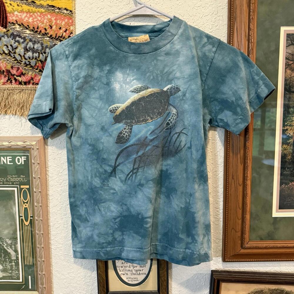 Vintage 90s The Mountain‎ Sea Turtle Tie Dye Kids Shirt Size Medium